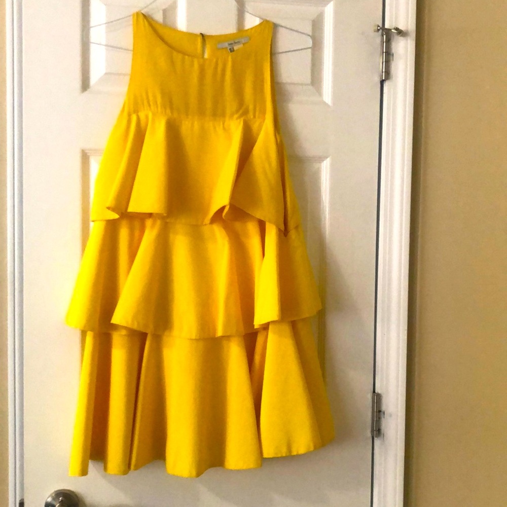 Zara small midi  ruffle yellow dress
